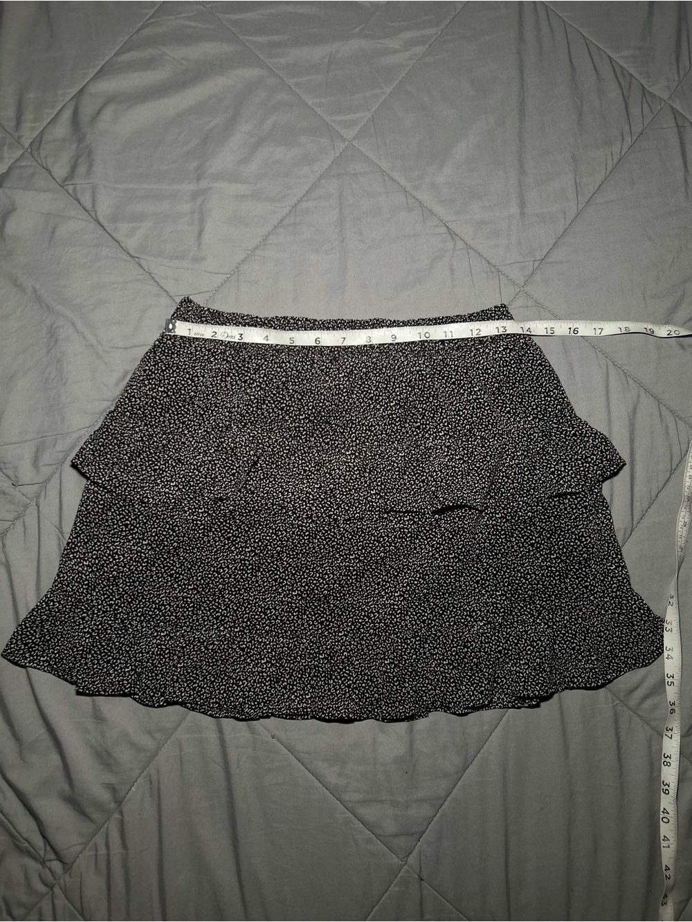 Black leopard print Ruffle Tiered Mini Skirt - Picture 8 of 9